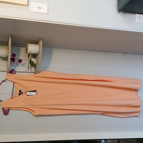 DKNY Peach Linen Blend Sleeveless Maxi Dress XL NWT - Picture 5 of 10